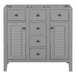 ZUN 36" Bathroom Vanity without Sink, Cabinet Base Only, Two Cabinets and Five Drawers, Solid Wood WF299664AAE