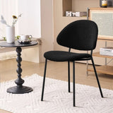 Set of 4 Upholstered Boucle Fabric Dining Chairs Mid-Century Modern Dining Chairs with Curved W3010P291312