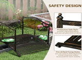 4' Backyard Metal Arch Bridge Safety Rails, Exquisite Scrollwork, Tool-Free Easy Assembly 05887584