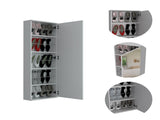 Wall Shoe Rack 54" H, One Mirror, One Door, Five Internal Storage Shelves, Approximate Capacity for B097132917