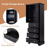 ZUN Storage Cabinet with 2 Doors and 4 Drawers for Bathroom, Office, Adjustable Shelf, MDF Board with WF302825AAB