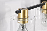 5-Light Matte Black Matte Gold Color Bathroom Light Fixtures, Modern Vanity Lights with Glass W1592P278372