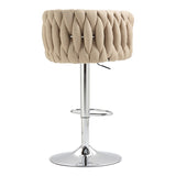 360&deg Fabric cover Swivel Bar Stools Set of 2, Adjustable Counter Height Bar Chairs with Woven 94403667