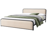 Modern Metal Bed Frame with Curved Upholstered Headboard and Footboard Bed with Under Bed Storage, N701P229014B