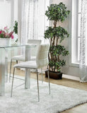 White Color Leatherette 2pcs Counter Dining Chairs Chrome Metal Legs Dining Room Counter B011136661