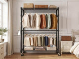Heavy Duty Closet Garment Rack,3-Tier Adjustable Metal Freestanding Clothes Rack with 2 Rods and 49128303