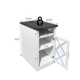 Farmhouse End Table with Charging Station, 15.4'' Rustic Nightstand with Barn Door & Adjustable T3609P332411