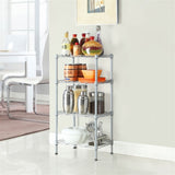 XM-207S Rectangle Carbon Steel Metal Assembly 4-Shelf Storage Rack Silver Gray 93246884