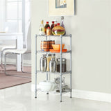 ZUN XM-207S Rectangle Carbon Steel Metal Assembly 4-Shelf Storage Rack Silver Gray 93246884