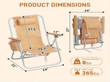 4-Position Adjustable Backpack Beach Chair, Foldable Rustproof Aluminum Frame Lounge Chair with 86485708