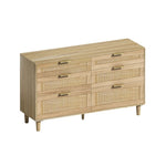 ZUN 51" Rattan Dresser with Drawers, 6 Drawer Dresser for Bedroom, Clothes Storage Cabinet for Bedroom, W757P209506