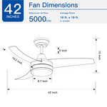 ZUN YUHAO 42-Inch 3-Blade Matte Black DC Motor Modern Contemporary LED Ceiling Fan-42 x 42 x 10.34 W1367P183809