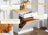 Kitchen Tilt Out Trash Bin Cabinet Free Standing Recycling Cabinet Trash Can Holder With Drawer, 77194873