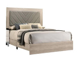 Contemporary 1pc Cream Finish Eastern King Size Bed Bedroom Furniture Gray V-Design Headboard B011P236819