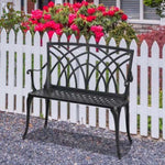 ZUN 38in Outdoor Orchid Back Aluminum Bench Black 43199570