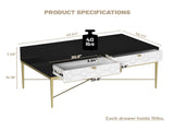Modern Black and White Coffee Table with 2 Drawers, Living Room Storage Table T3609P347453