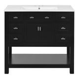 36'' Bathroom Vanity with Top Sink, Modern Bathroom Storage Cabinet with 2 Soft Closing Doors and 6 N710P251586B