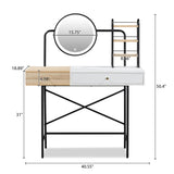 ZUN 40" Makeup Vanity Desk with 3-Mode Lighted Mirror & Wireless Charging Station , Vanity Table with 53021239