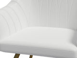White PU Leather Vanity Chair with Gold Metal Frame, Vanity Chair with Back, Armchair for Living 16886191