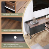 63'' Mid Century TV Stand with 2 Cabinets& Open Compartments, Entertainment Center for TVs up to N710P180182B