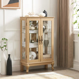 2 Doors Curio Cabinet with Tempered Glass Doors, Curio Cabinets with Mirrored Back Panel and W2275P178895