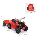 ZUN 6V Kids Electric ATV, Toddler Ride on Car with Trailer, Music, Bluetooth Power Display for Boys W2181P164286