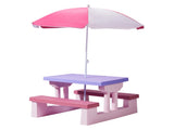 Kids Outdoor Table and Chair Sets with Removable Umbrella, Kids Picnic Table for Backyard Garden 09697987
