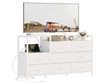 8 Drawer Dresser TV Stand, with Power Outlets and Open Shelves, for Bedroom and Living Room, White 46092612