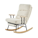 ZUN Modern Teddy Gliding Rocking Chair with High Back, Retractable Footrest, and Adjustable Back Angle W2012137612