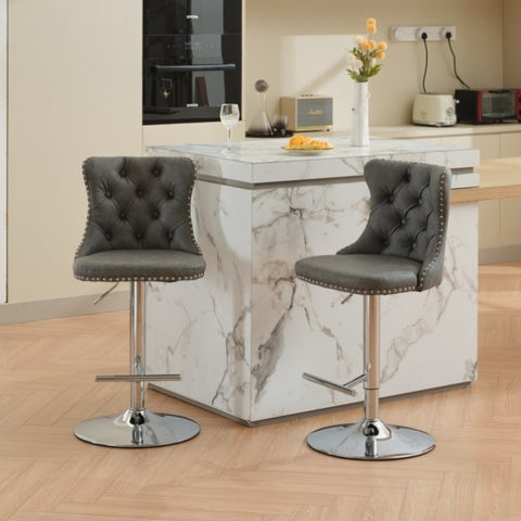 ZUN Swivel PU leather Barstools Adjusatble Seat Height from 25-33 Inch, Chrome base Bar Stools with W1143P204050