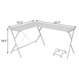 ZUN White L-shaped Computer Desk with CPU Holder B062P184555