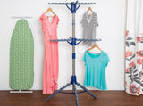 Space-Saving 2-Tier Steel Tripod Hanging Clothes Drying Rack, Blue/Silver 19496175