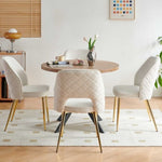 ZUN Off White Faux Fur Dining Chairs with Metal Legs and Hollow Back Upholstered Dining Chairs Set of 2 W1516P170794