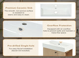 21.6" bathroom vanity with ceramic sink, freestanding modern left door wood grain cabinet with open N729P285504N