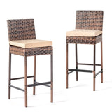 Set of 2 Patio Wicker Barstools, Outdoor Bar Height Chairs with Seat Cushions & Footrests for Patio 55928616
