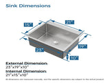 Kitchen Sink, 23x19 Single Bowl, Overmount Handmade Sink in Dark Gray, with US Standard Drain and 24899857