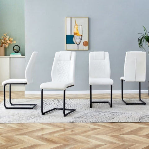 ZUN Modern dining chairs with faux leather upholstered seats - dining room chairs with metal legs, W1151112840