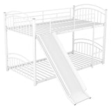 ZUN Twin Over Twin Metal Bunk Bed With Slide,Kids House Bed White MF313919AAK