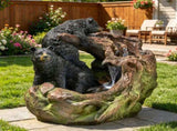 22.0" High DATONA FOUNTAIN Outdoor Weather Resistant Floor Fountain with Light, Light Brown Black 71778.00LBLK