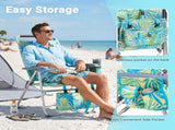 17 Inch Seat Height Beach Chair for Adults, Folding Portable Camping Chair with Headrest, Cup 84062613