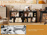 3-Tier Bookshelf with Display Shelf for Small Space Black, 20" x 7" x 22" - Open Storage Display 73311670