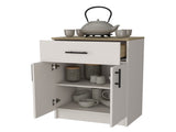 FM FURNITURE Cope kitchen Pantry in melamine with 2 doors and 1 drawer, ivory/ natural Oak B128P217895