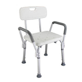 ZUN Medical Bathroom Safety Shower Tub Aluminium Alloy Bath Chair Bench with Back & Handle White 23766267