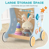 8-in-1 Blue Wooden Baby Walker - Acrylic Mirror Xylophone Shape Sorters, Engages 98458381