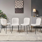 ZUN Off White Boucle Chairs Set of 4,Mid-Century Modern Upholstered PU Leather Chairs,for Kitchen W1164P205385