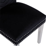 Eva 2 Piece Stainless Steel Legs Chair Finish with Velvet Fabric in Black 733569377848