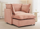 Modern Armchair Sofa 47" Cozy Upholstered Sofa Chair with Movable Ottoman, Wide Seat, Curved N719P292695P