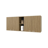 Luray Wall Cabinet kitchen in Melamine wit 4 Doors and Open Storage, Natural Oak B128P287518