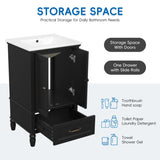 20" Bathroom Vanity with Sink, Bathroom Cabinet with Two Doors, Magnetic Door Stopper and Adiustable N725P195132B