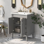 ZUN 24'' Bathroom Vanity with Top Sink, 2-Tier Modern Bathroom Storage Cabinet, Single Sink Bathroom N710P178454E